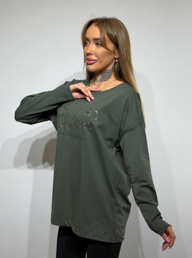 Kokvilnas tops ar garām piedurknēm