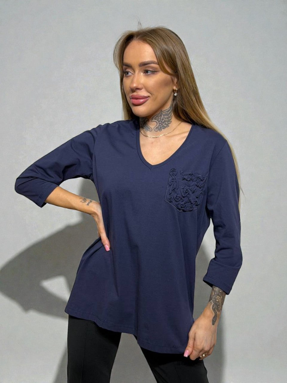 Kokvilnas džemperis ar dekoru