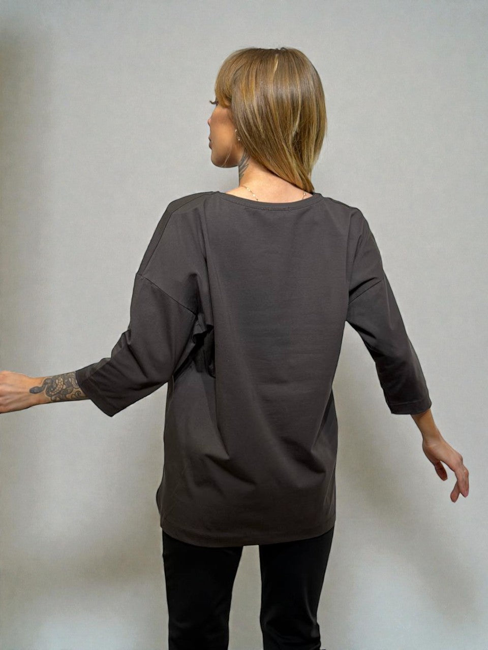 Kokvilnas tops ar 3/4 piedurknēm