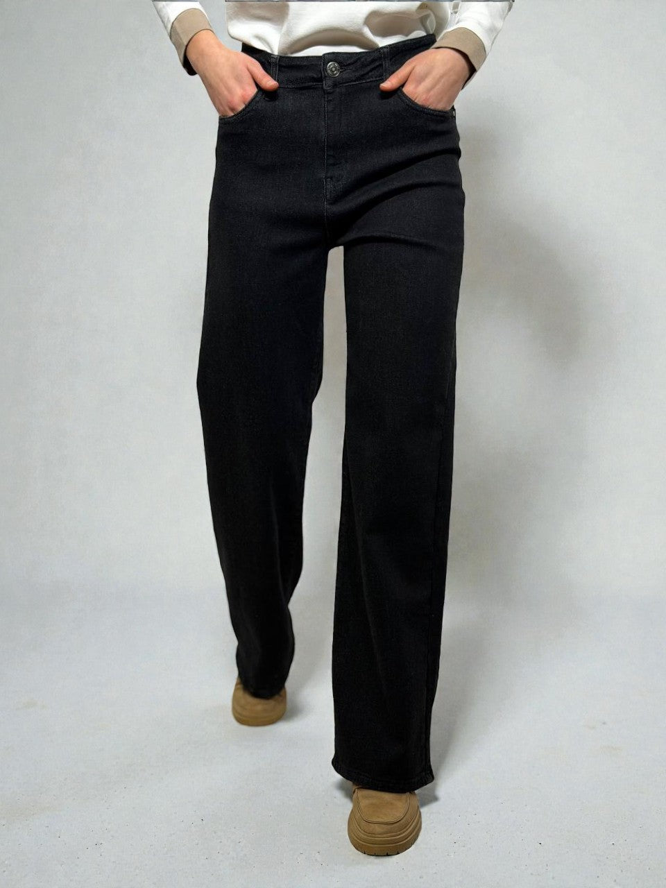 Straight cut denim trousers
