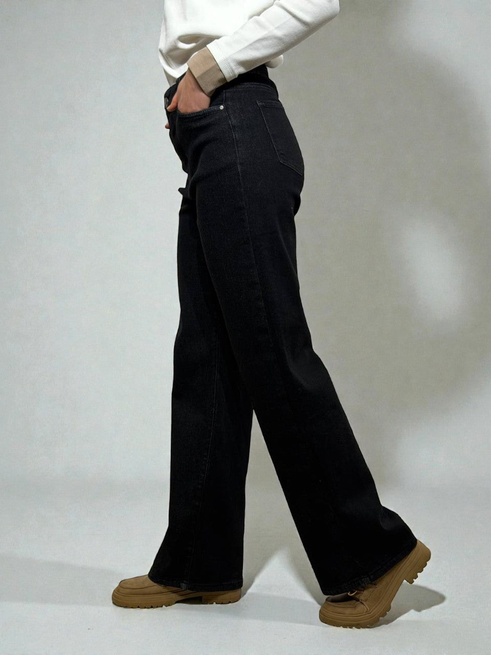 Straight cut denim trousers