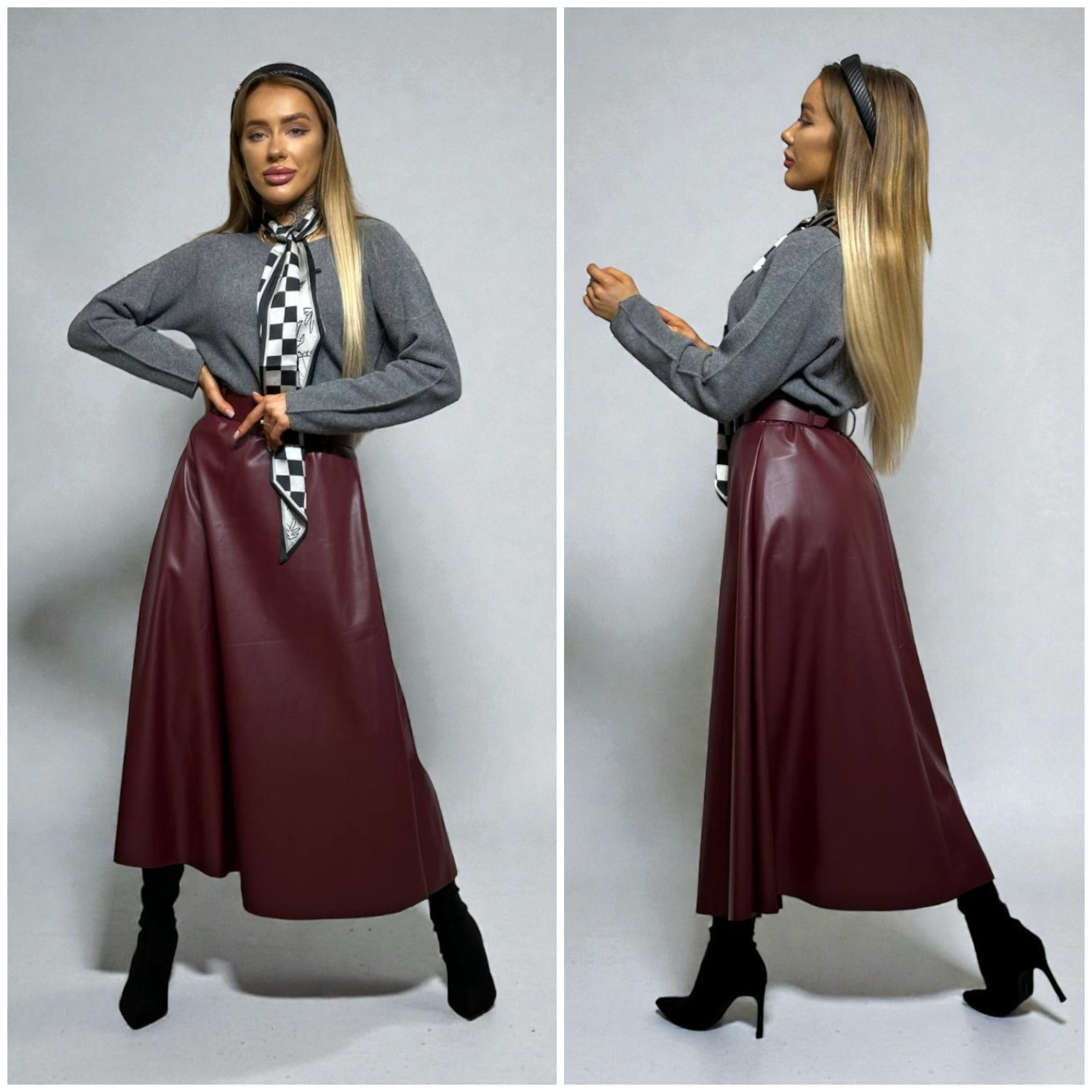 Ādas imitācijas garie svārki