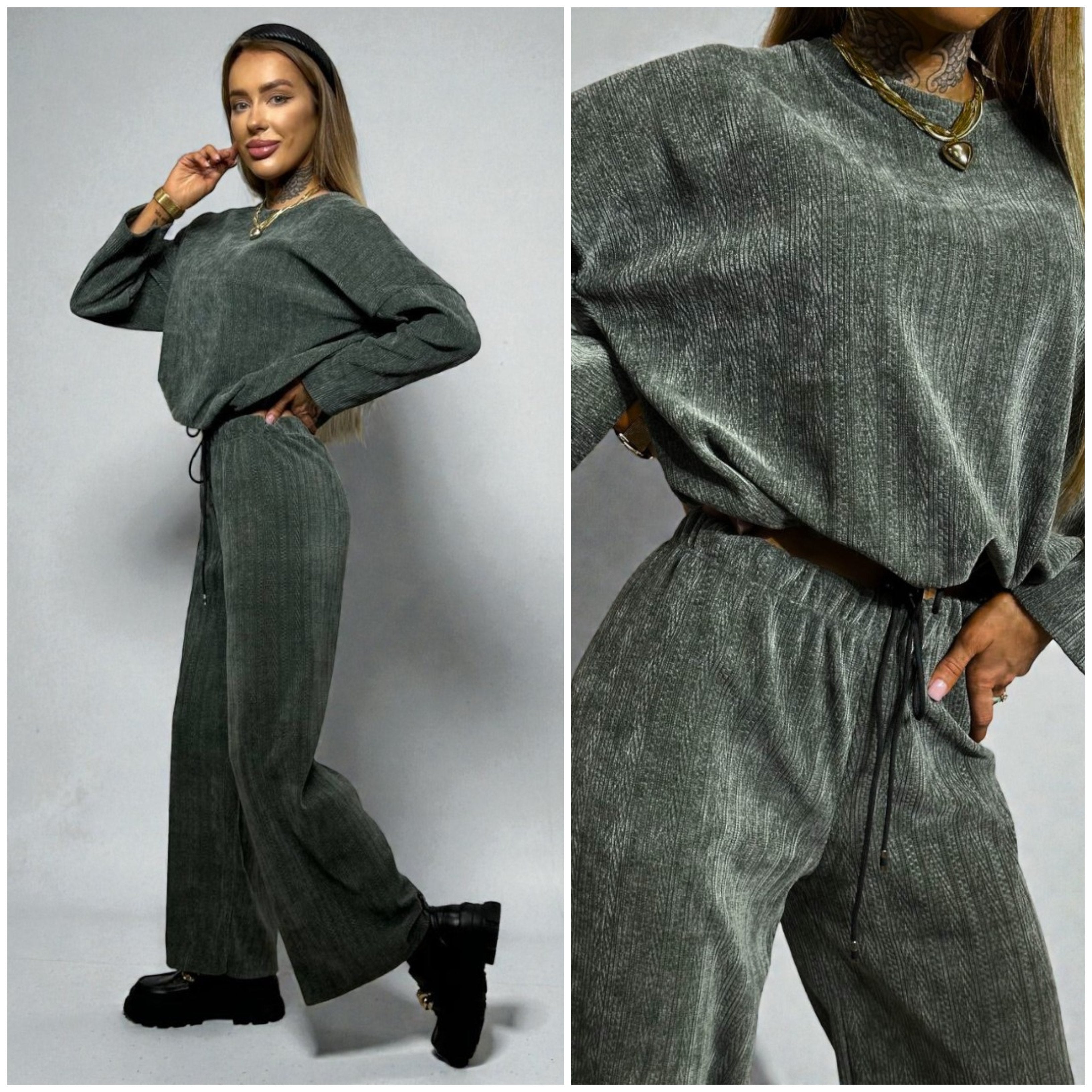 Haki velūra kostīms dāmām