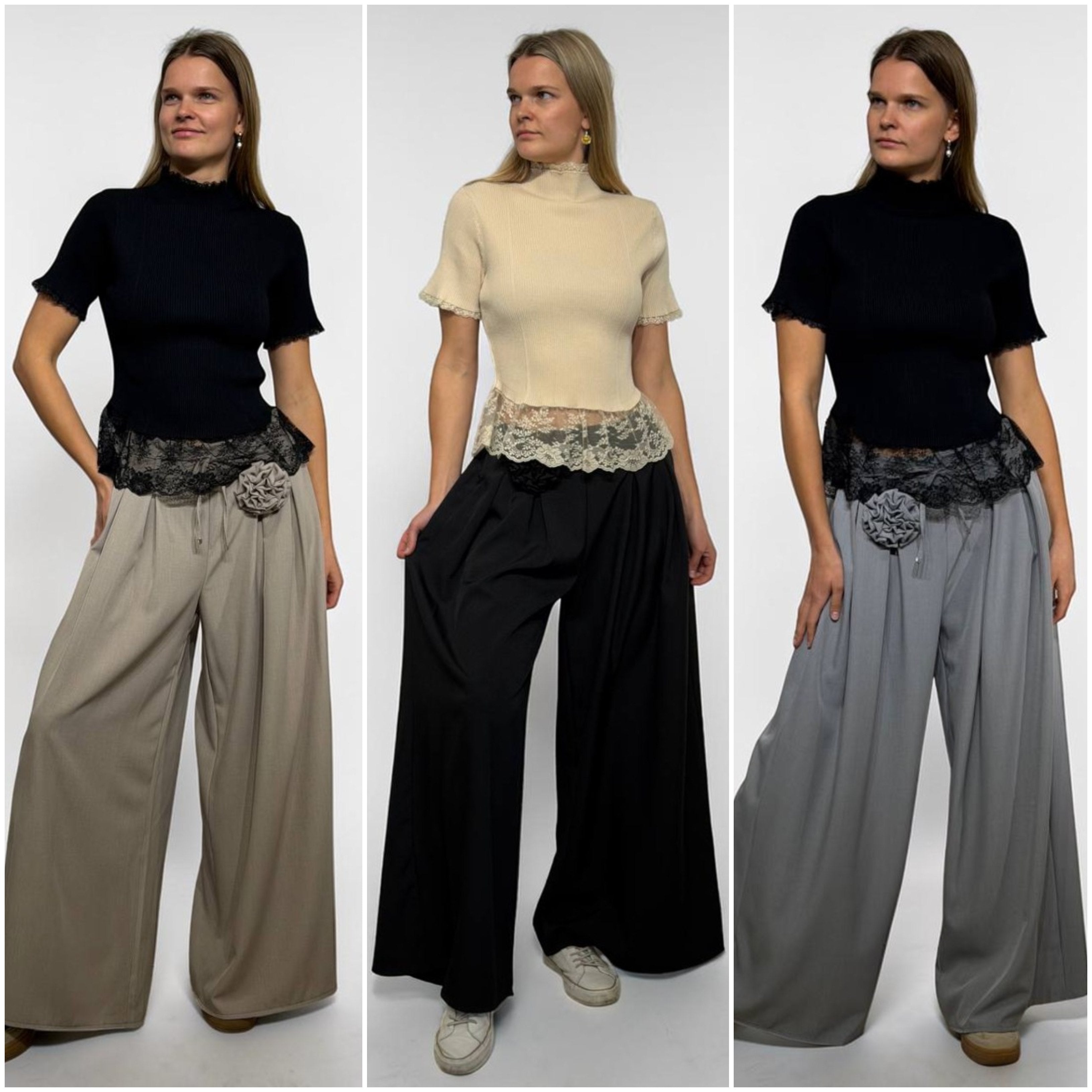 Izsmalcinātas plata piegriezuma bikses