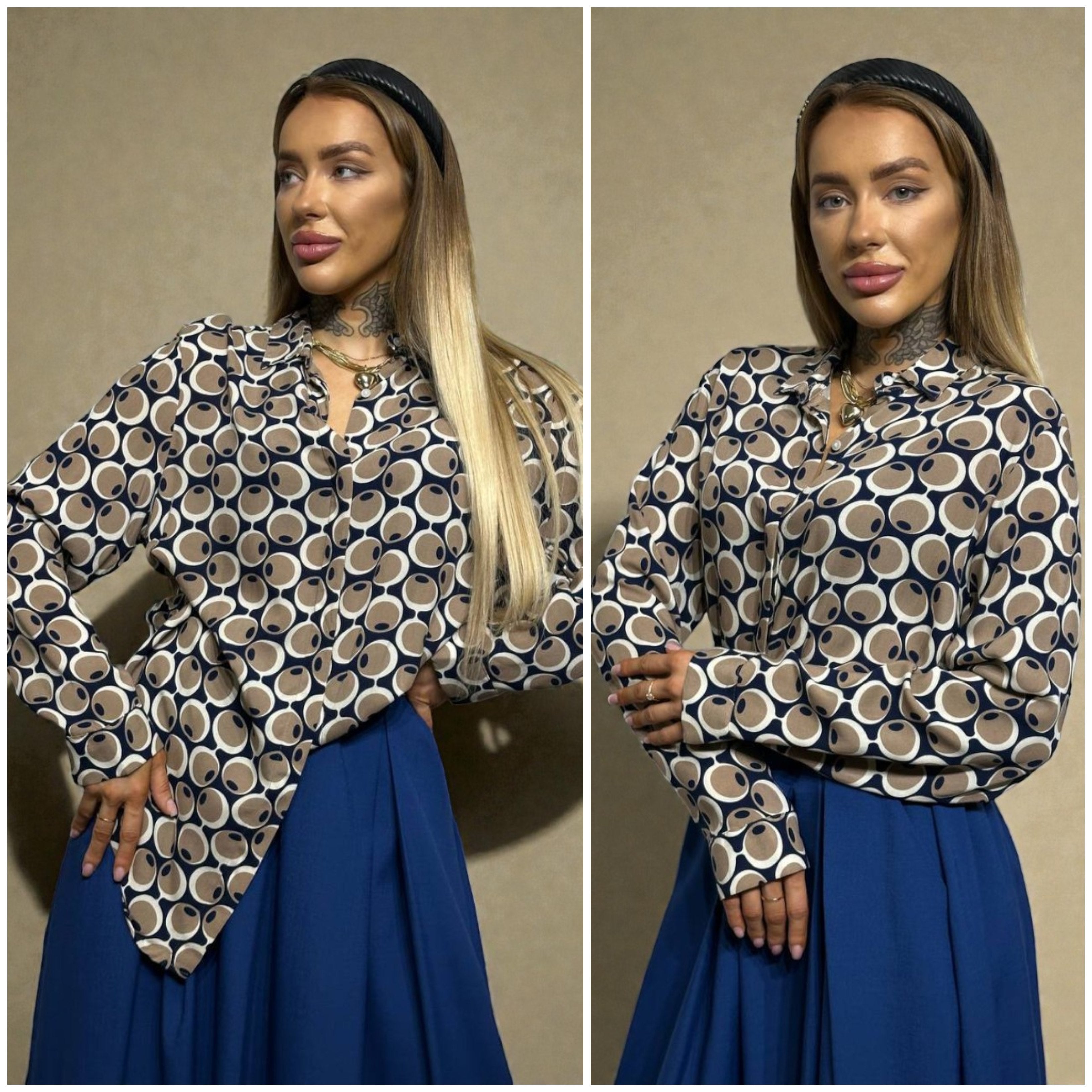 Klasiska raiba kokvilnas blūze