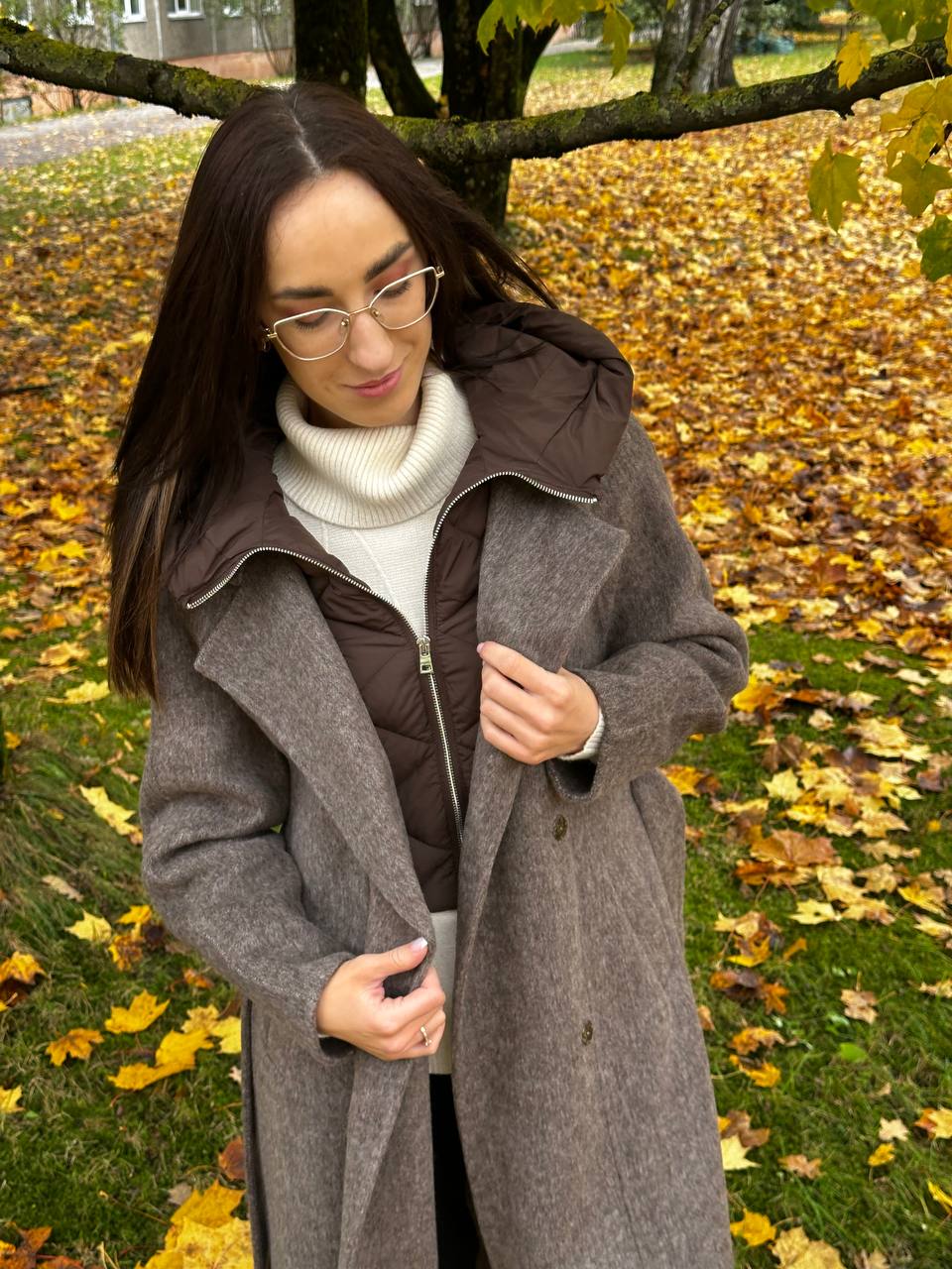 Wool coat with hood