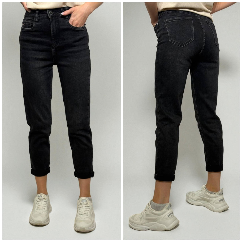 Baggy fit grafīta pelēki džinsi