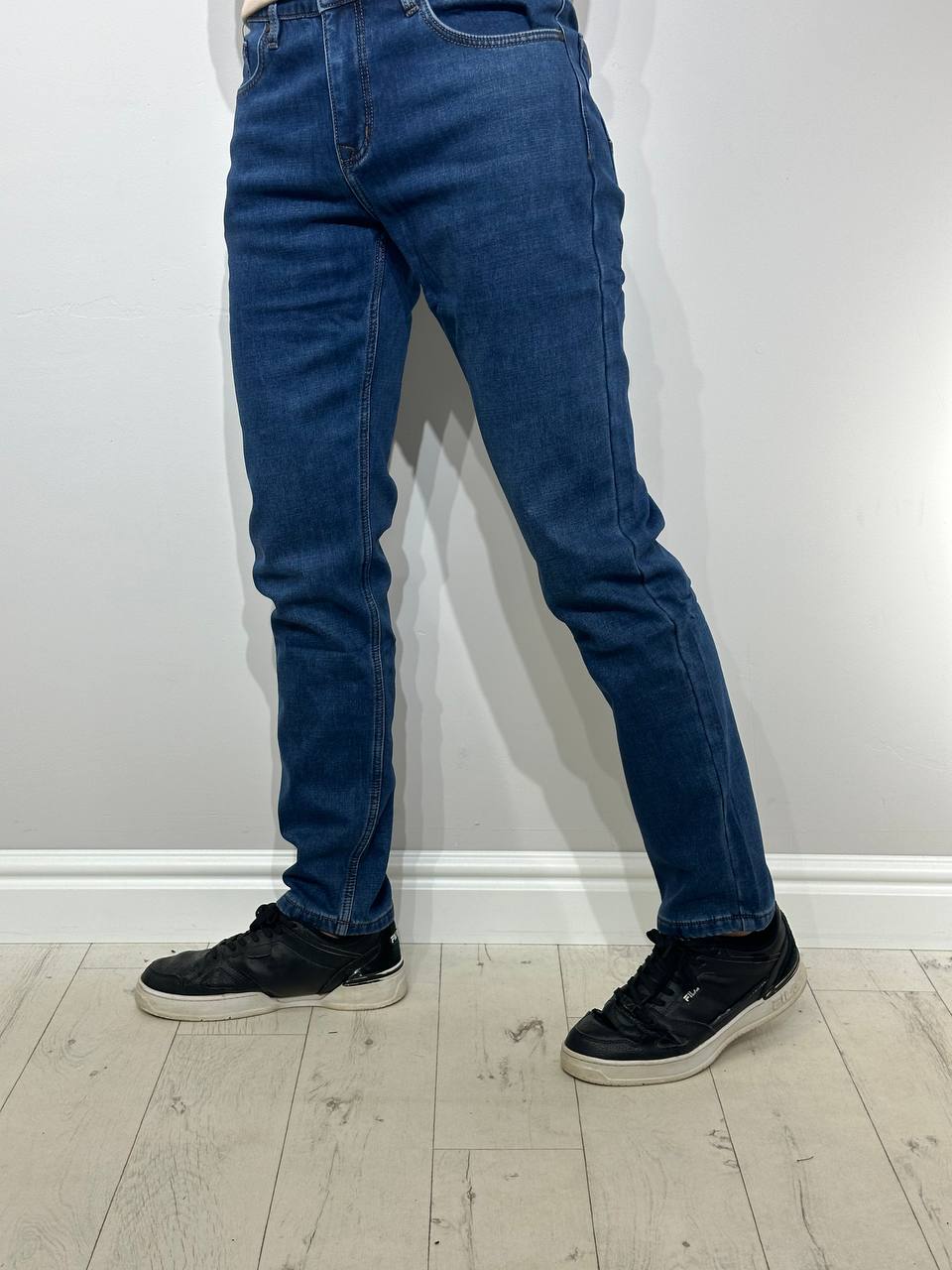 Classic blue, insulated jeans for men