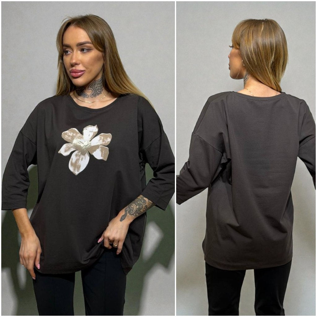 Kokvilnas tops ar 3/4 piedurknēm