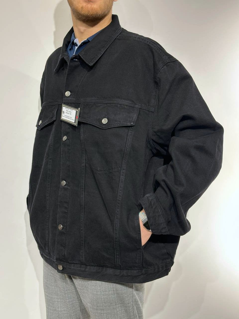 Large size men's denim jacket