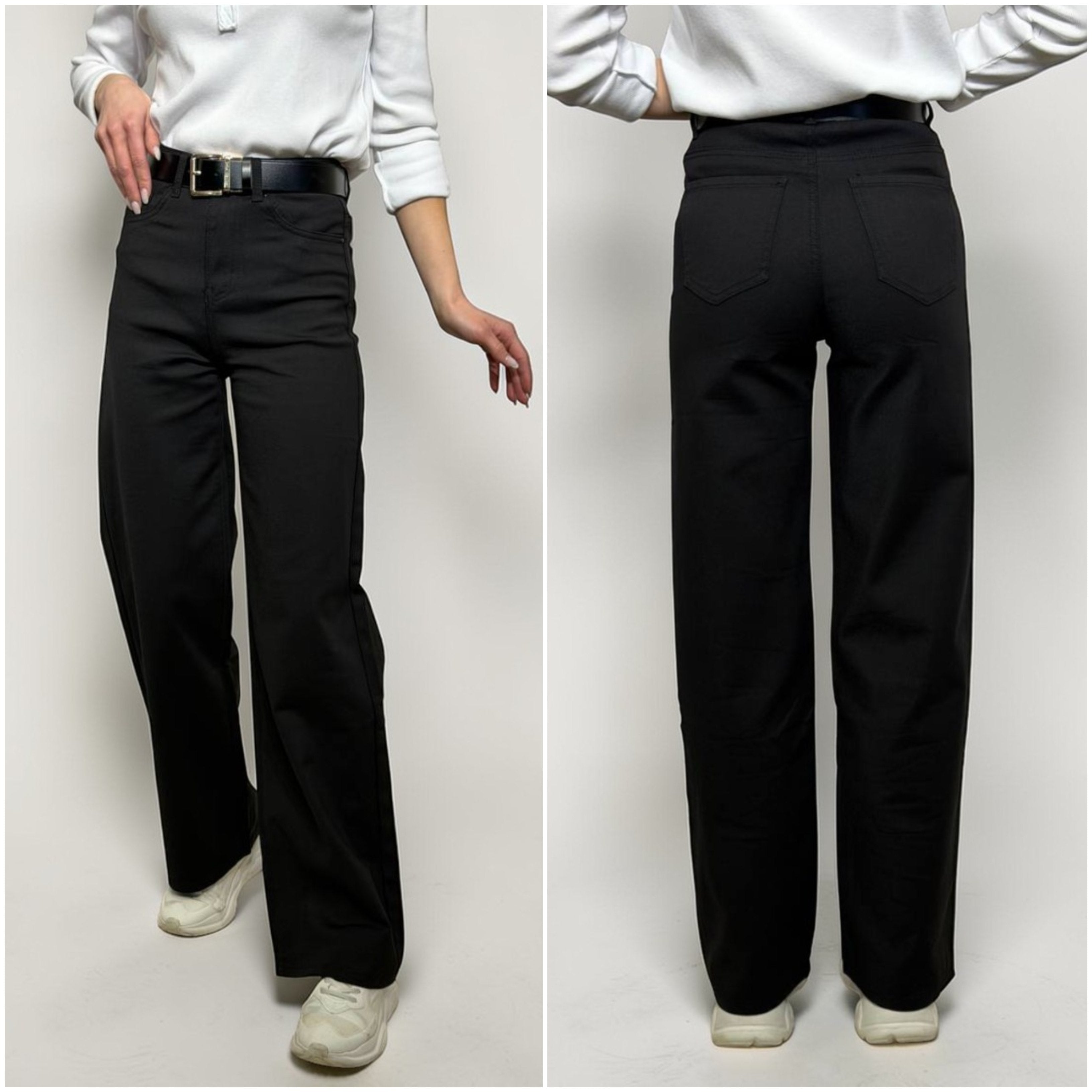 Melni wide leg džinsi sievietēm