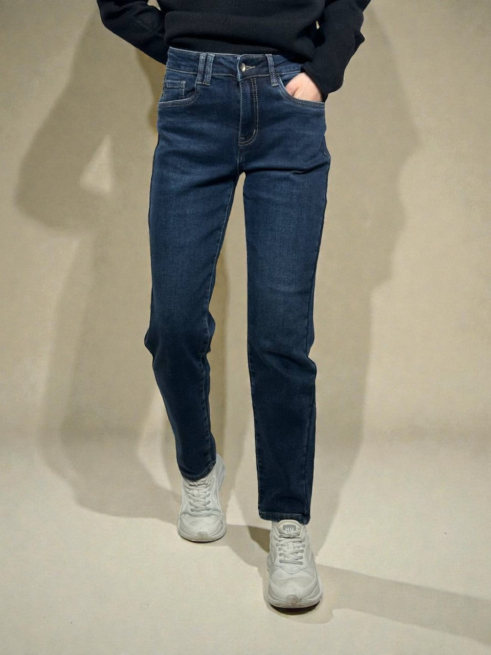 Mom fit jeans with insulation