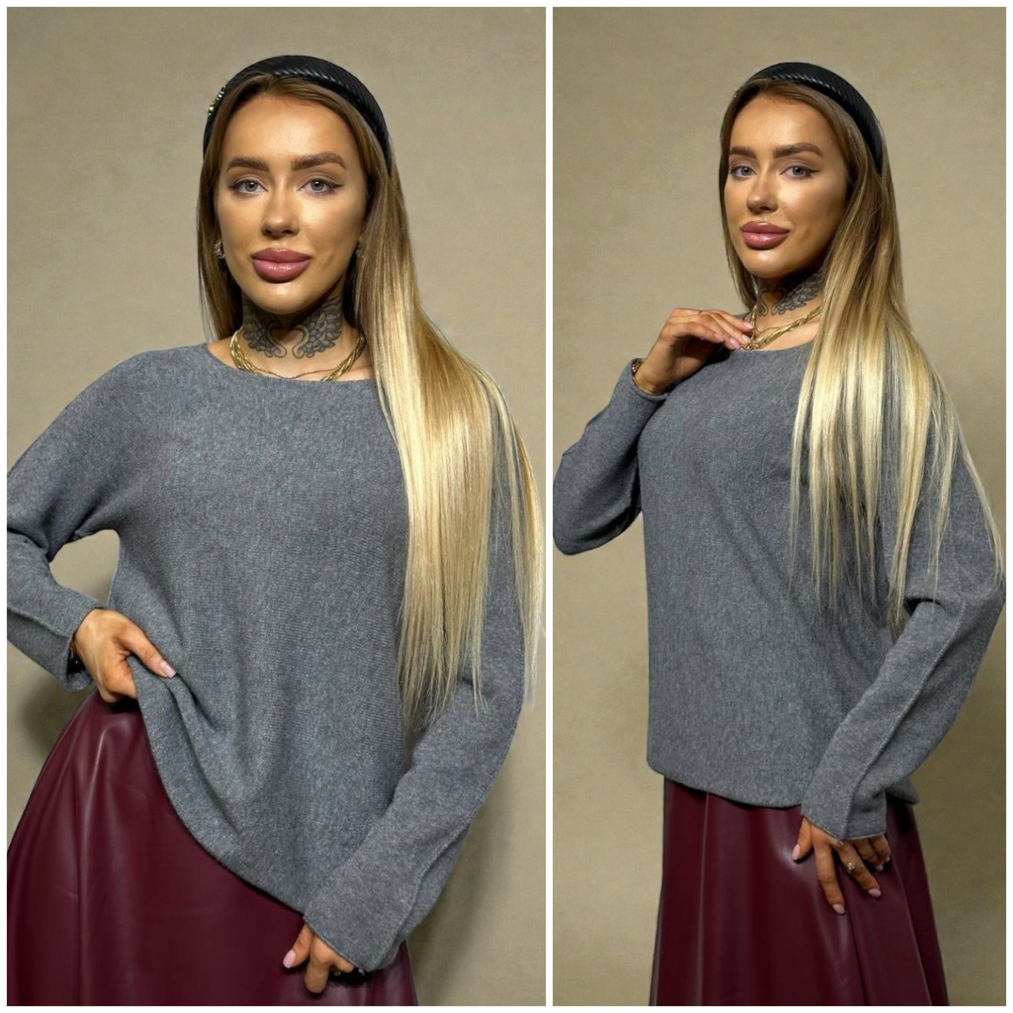 Pelēks mīksts džemperis