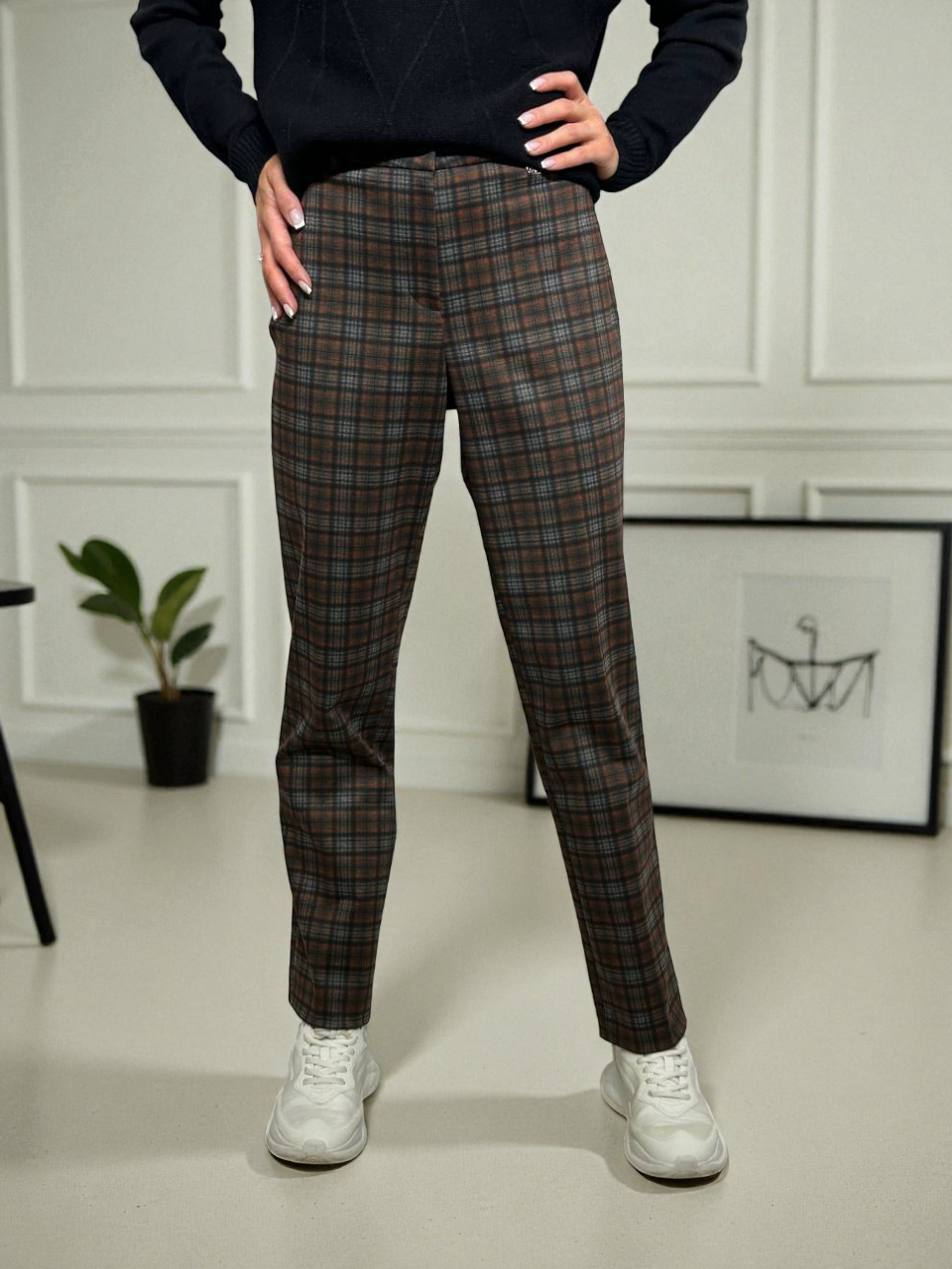 Rūtainas, klasiskas auduma bikses