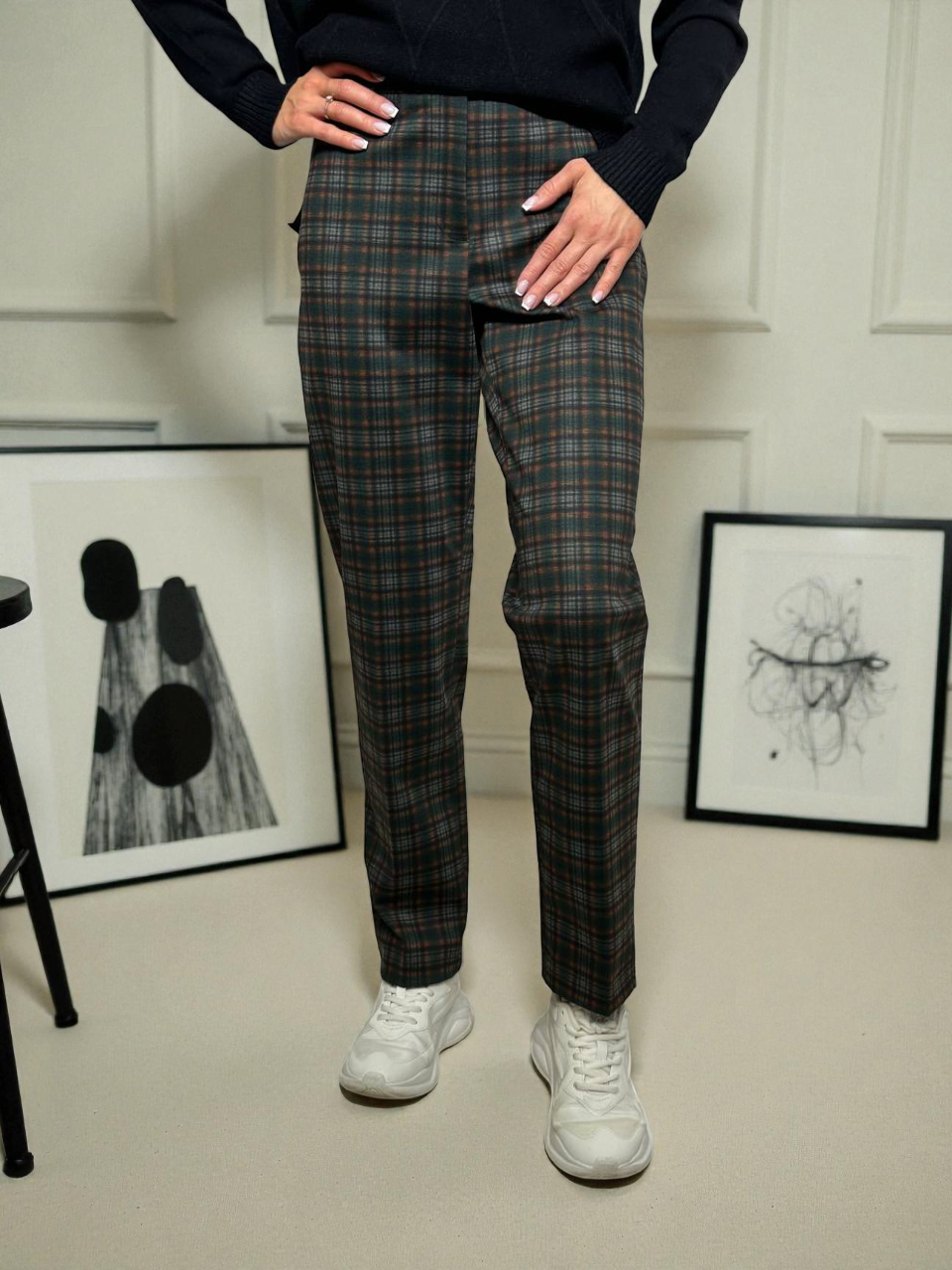 Rūtainas, klasiskas auduma bikses