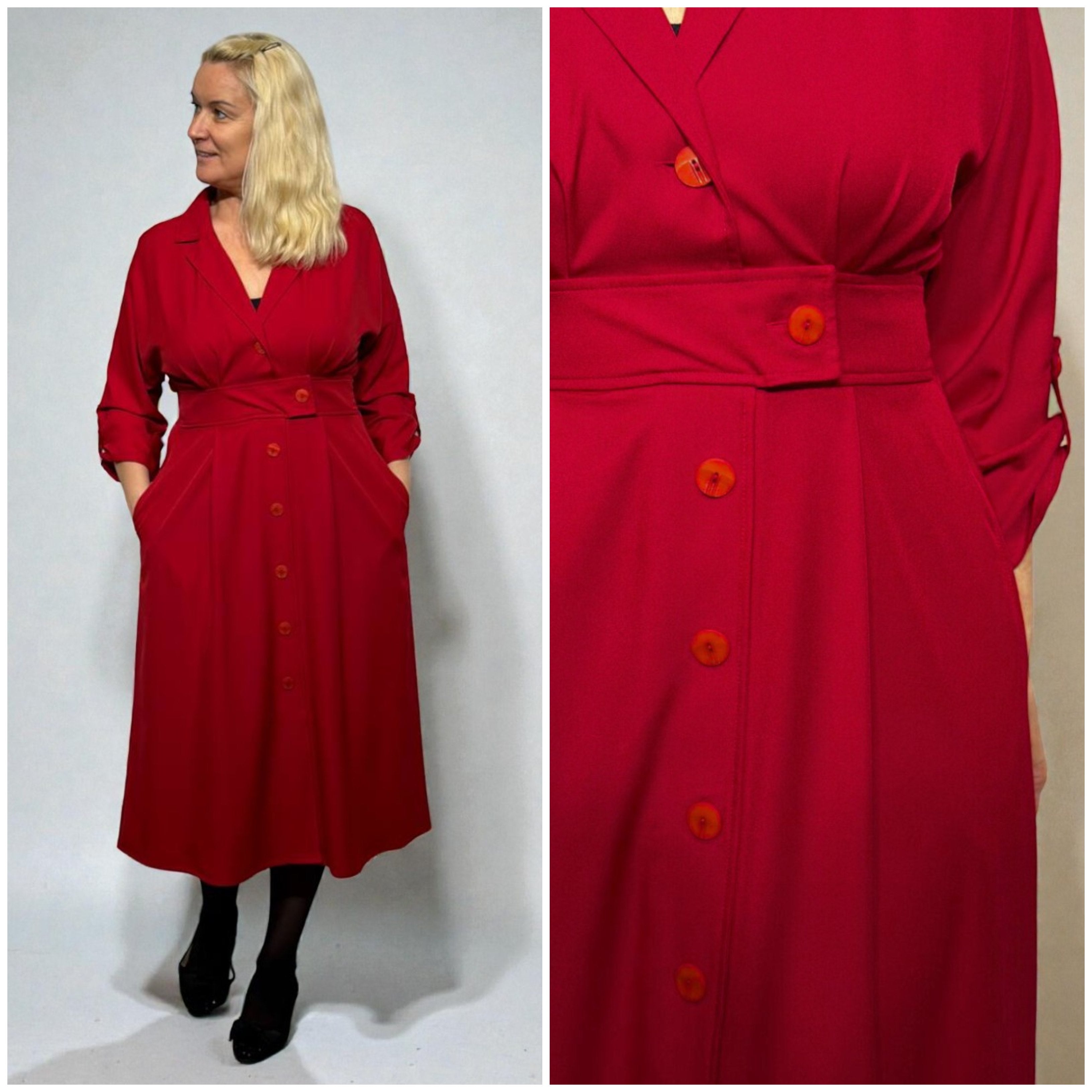 Sarkana sievišķīga kreklkleita