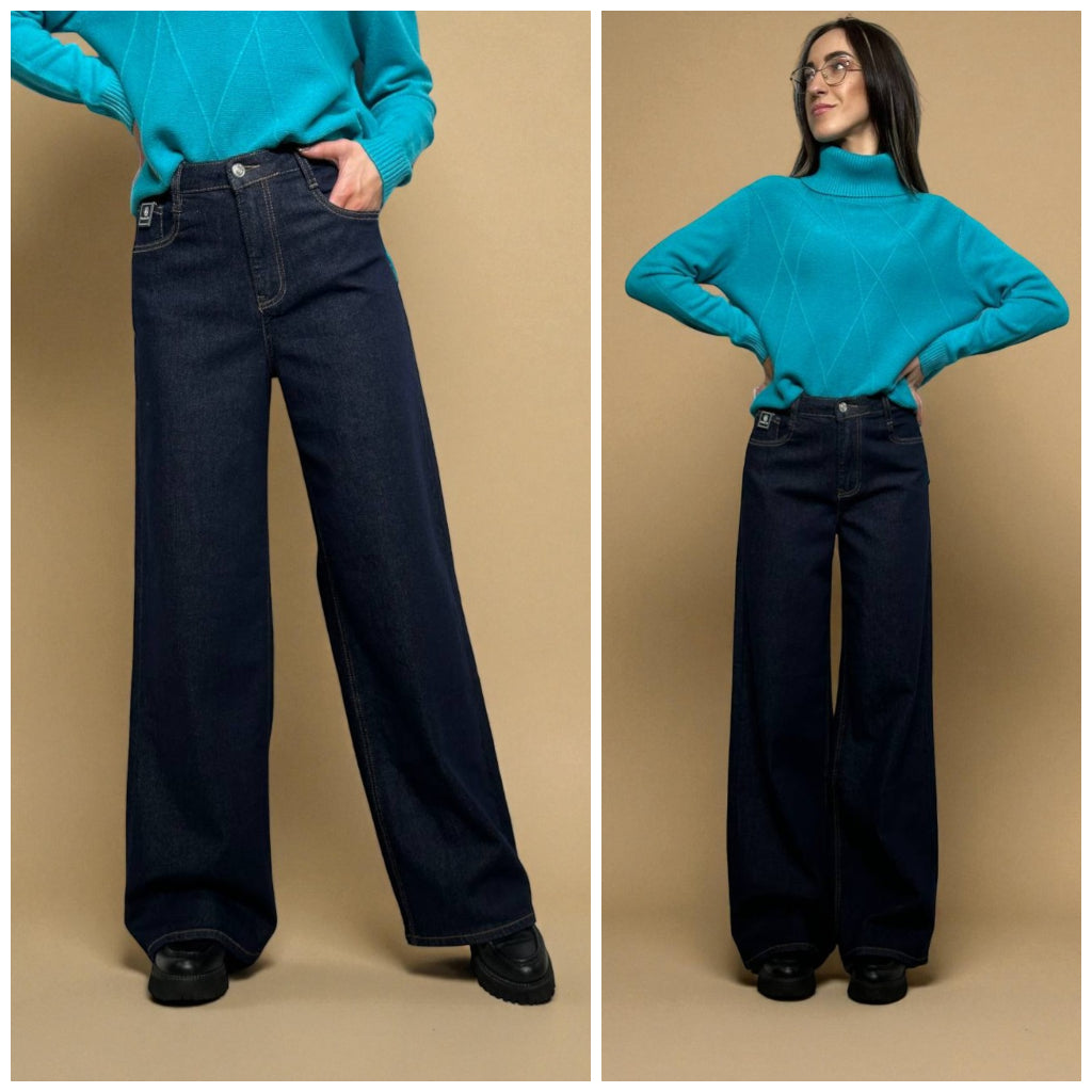 Tumši super wide leg džinsi