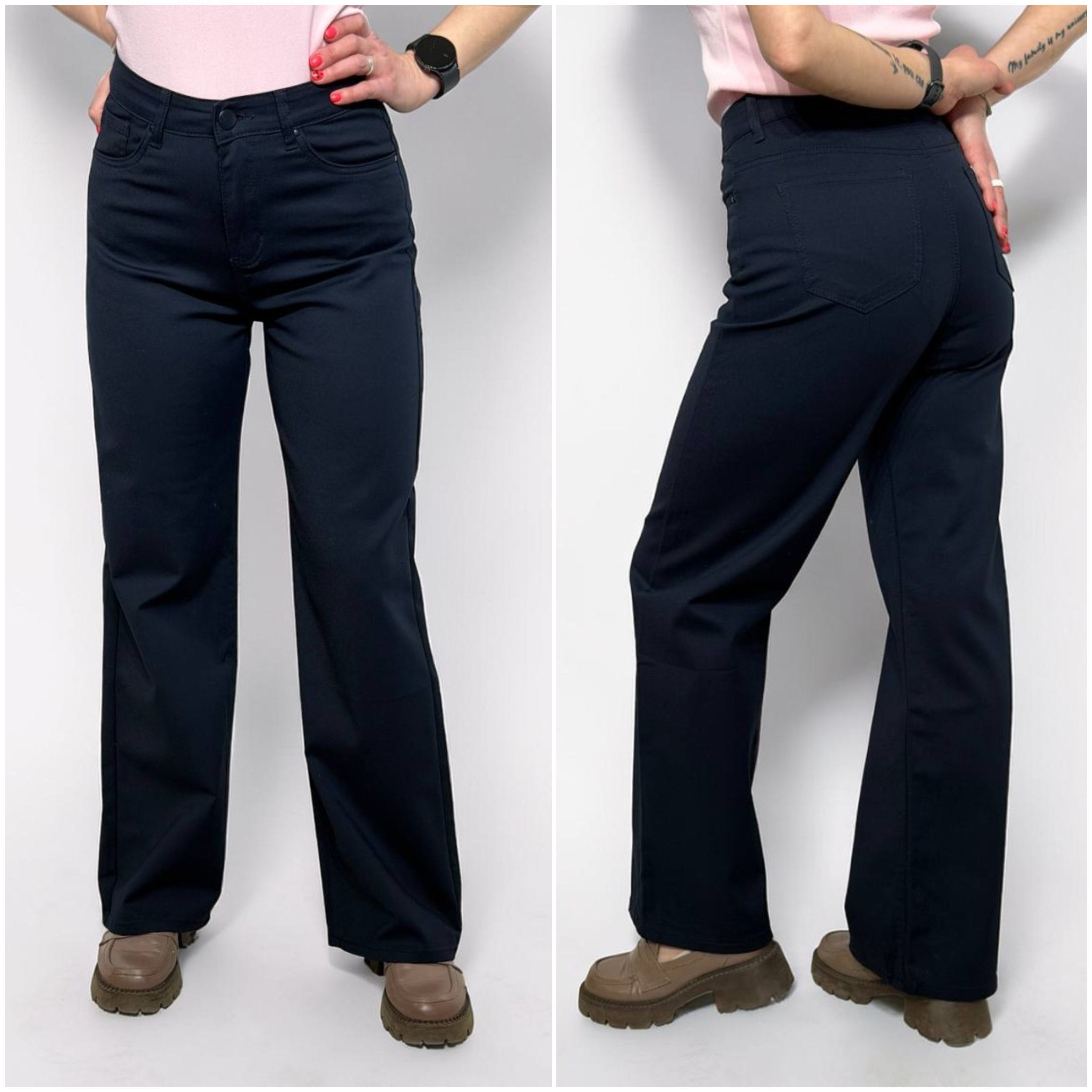 Tumši zili wide leg džinsi sievietēm