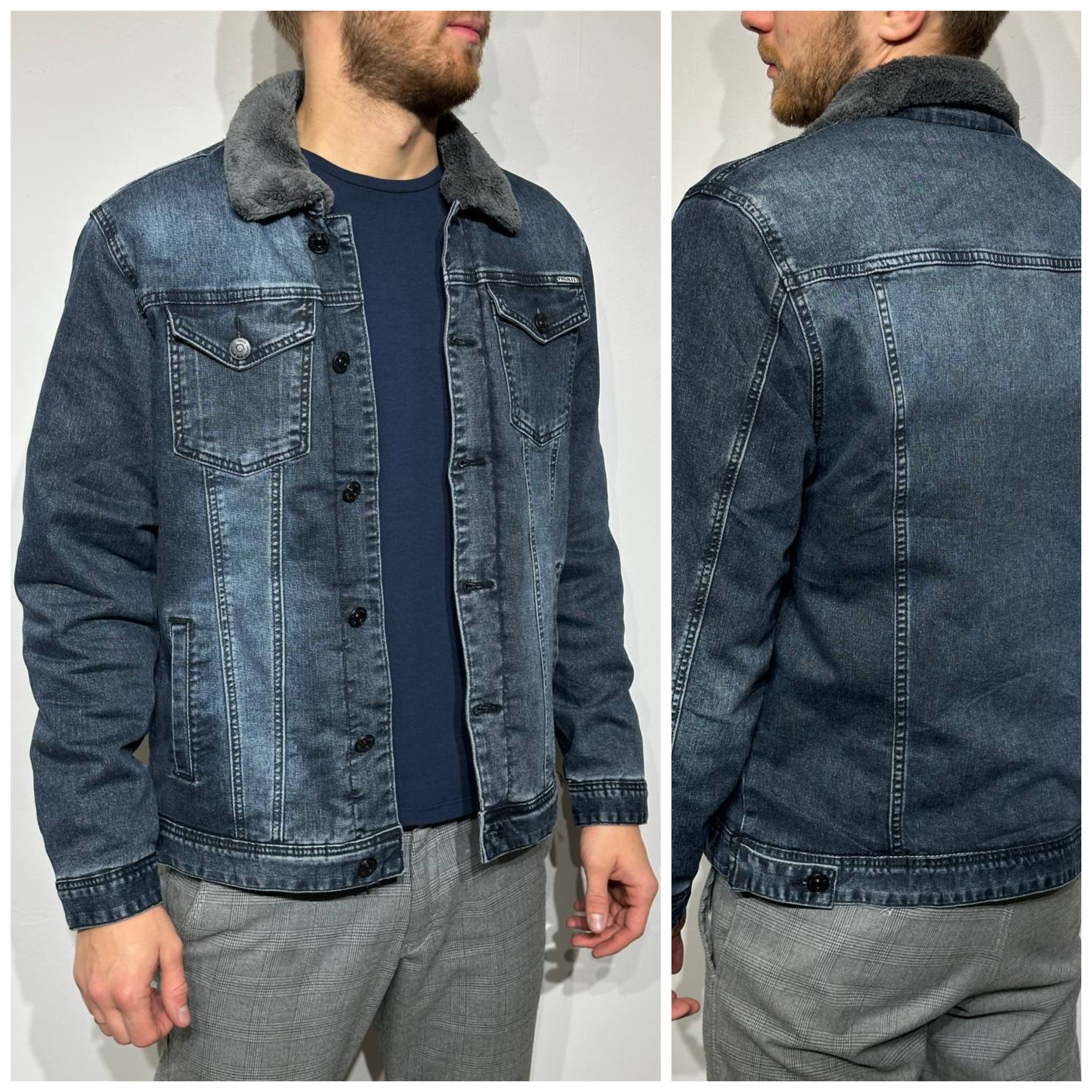 Vīriešu džinsa jaka ar siltinājumu