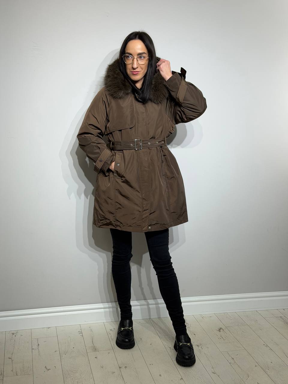 2 in 1 brūna parka sievietēm