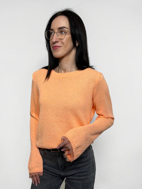 Sweater with lace sleeves