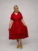 Elegant midi dress with belt