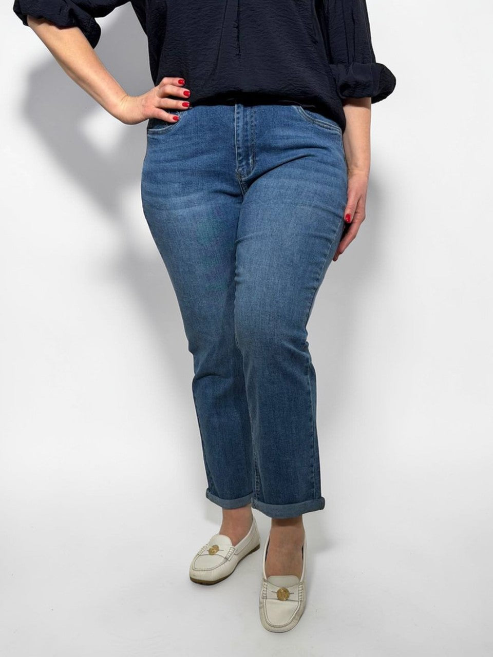 Mom fit elastīgi džinsi dāmām