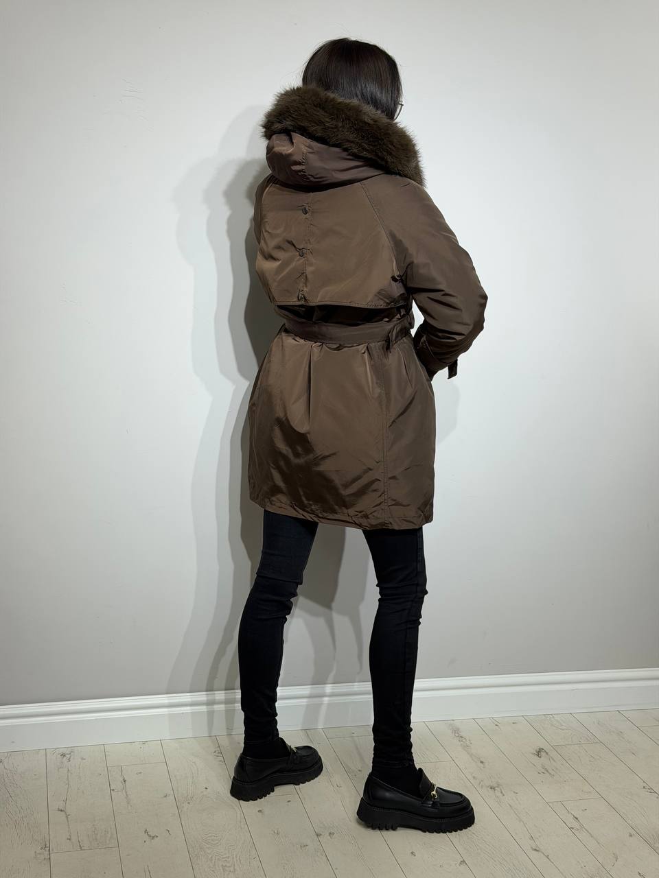 2 in 1 brūna parka sievietēm