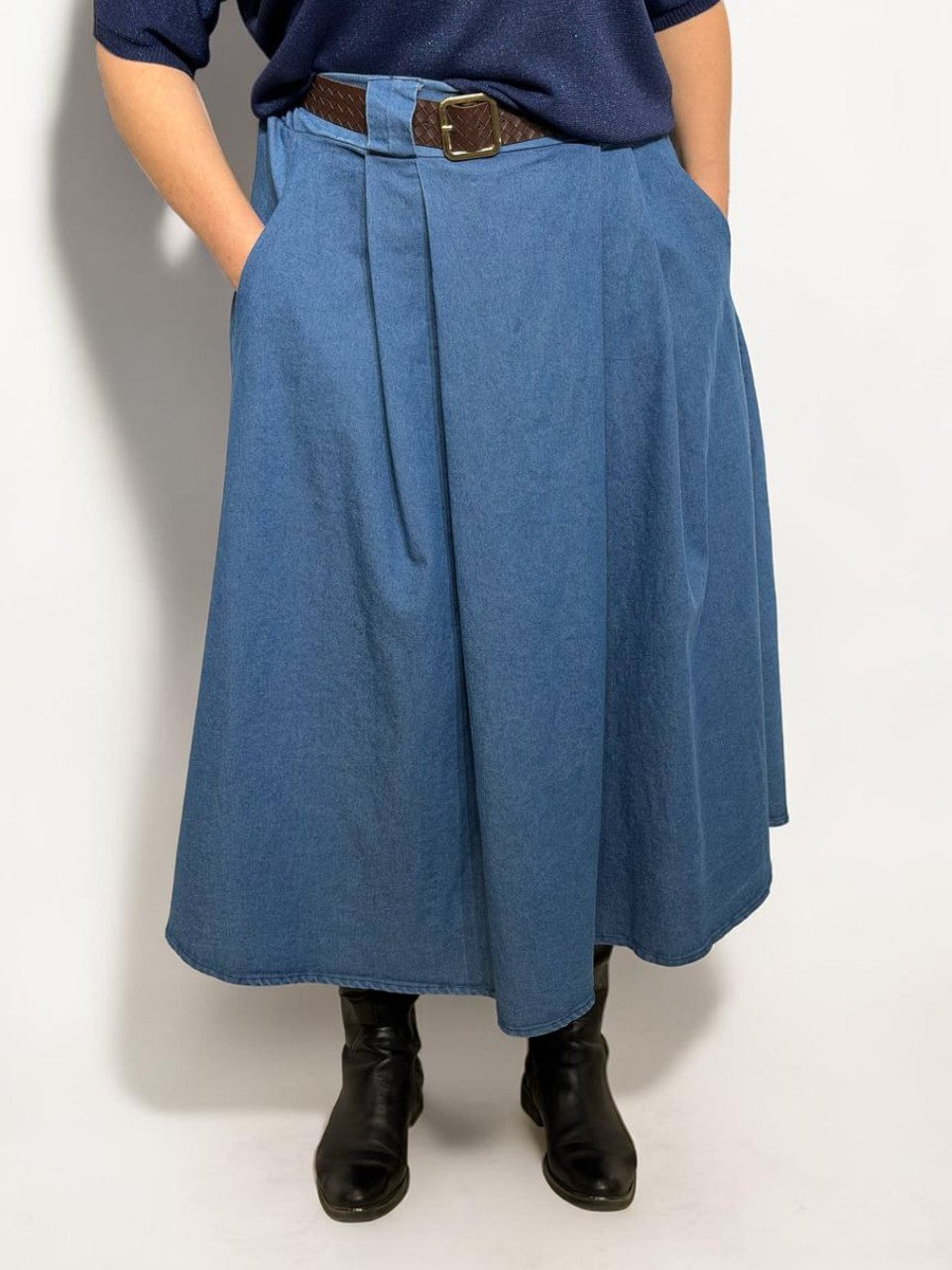 Midi garuma džinsa svārki