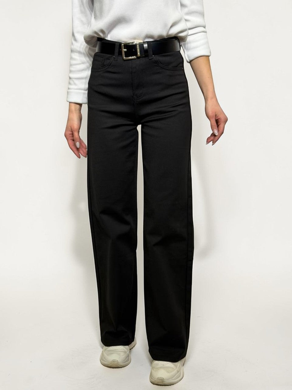 Melni wide leg džinsi sievietēm