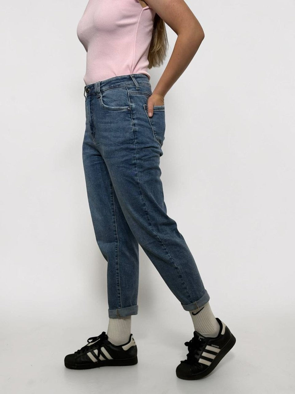 Baggy fit sieviešu īsie džinsi