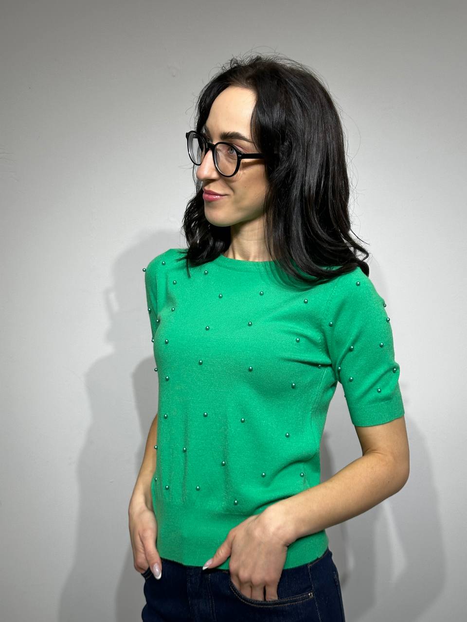 Adīts džemperis ar pērlītēm