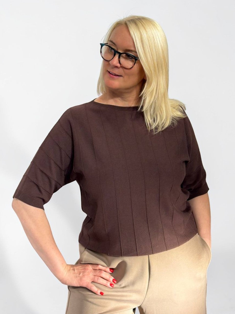 Laisvo kirpimo megztas viršus