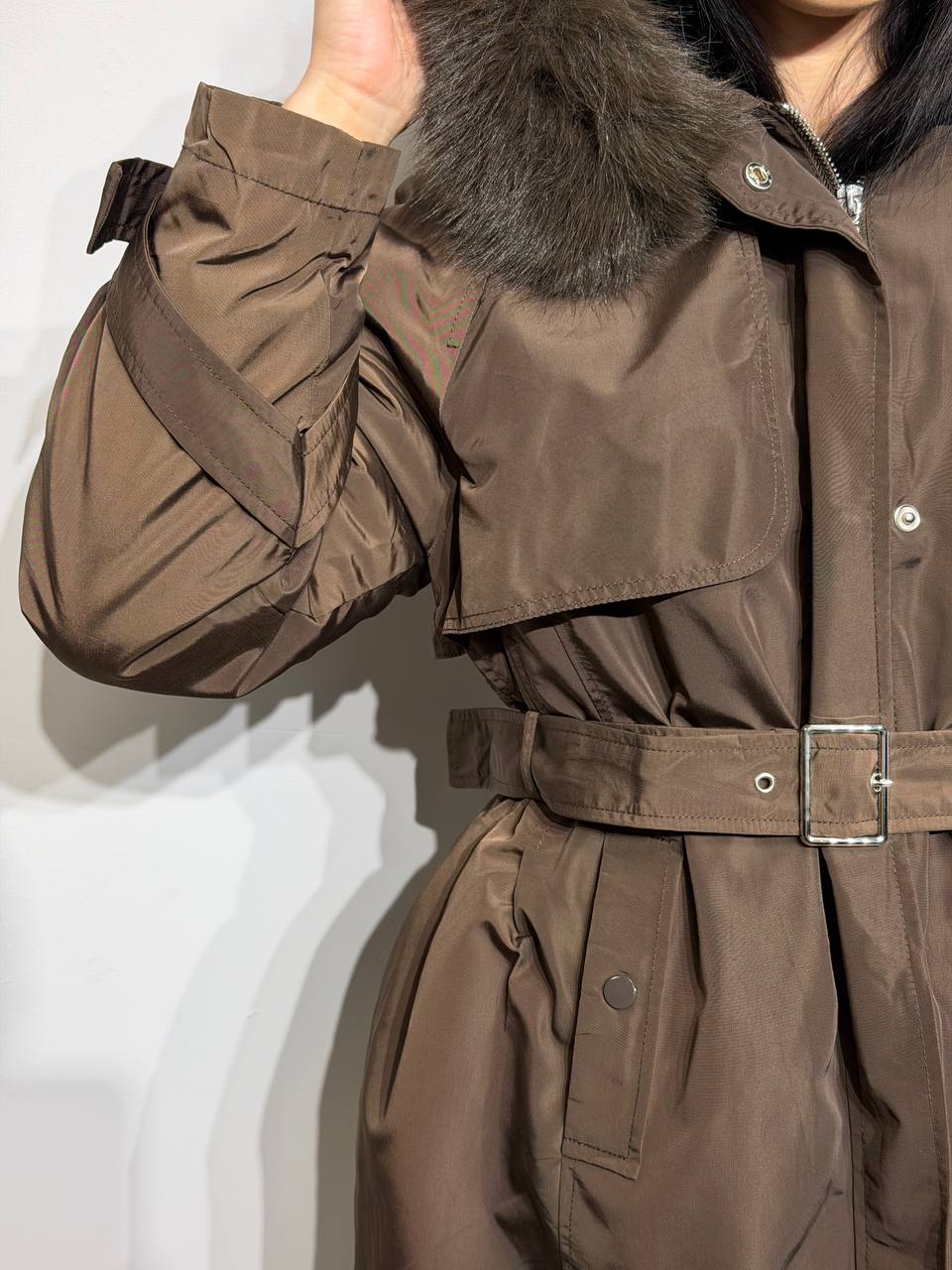 2 in 1 brūna parka sievietēm