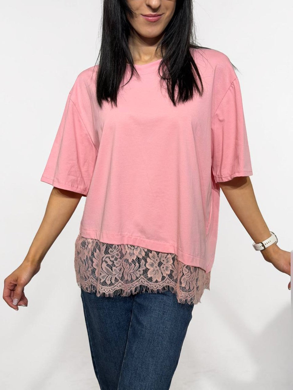 Top with lace hem
