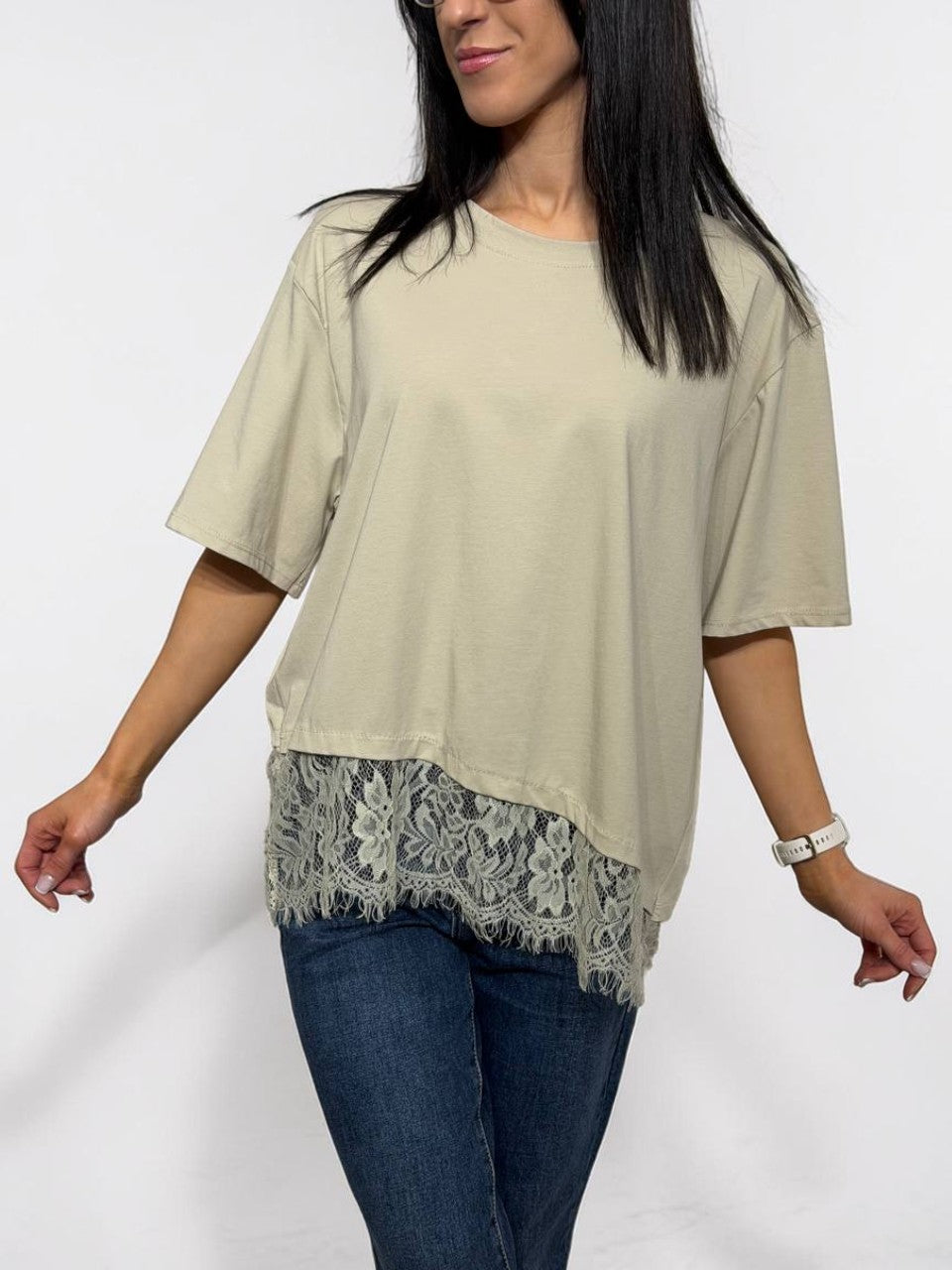 Top with lace hem