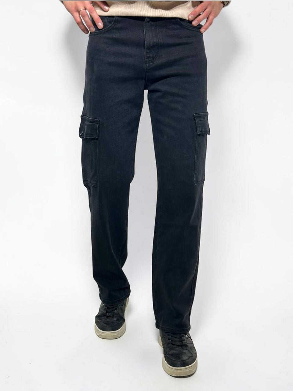 Wide leg cargo style jeans